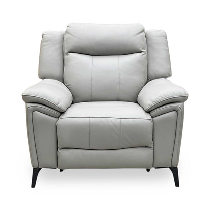 ‘Panache’ Lead Grey Cat-60_23 Leather Power Recliner Chair with Power Headrest and Heated Seat Furniture Village
