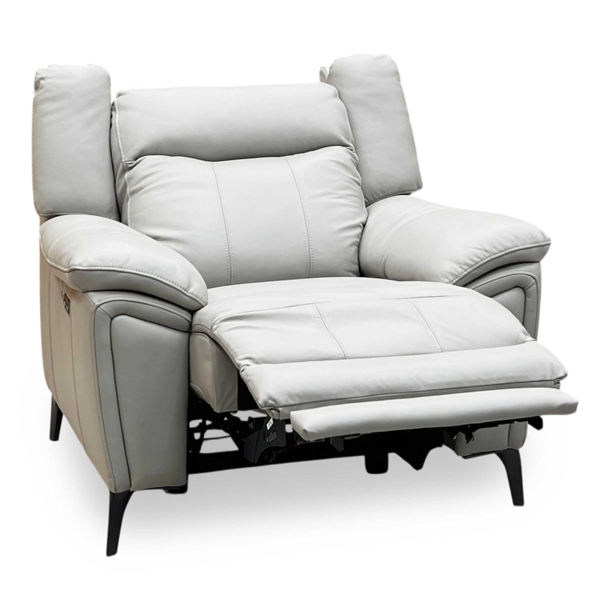 ‘Panache’ Lead Grey Cat-60_23 Leather Power Recliner Chair with Power Headrest and Heated Seat Furniture Village