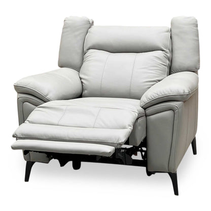 ‘Panache’ Lead Grey Cat-60_23 Leather Power Recliner Chair with Power Headrest and Heated Seat Furniture Village