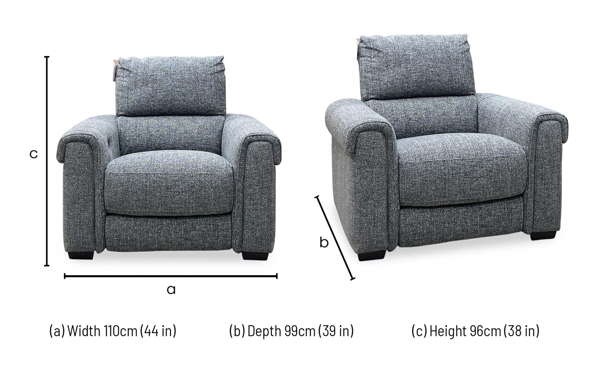 ‘Nixon’ Gun Metal Grey Fabric Power Recliner Chair Furniture Village