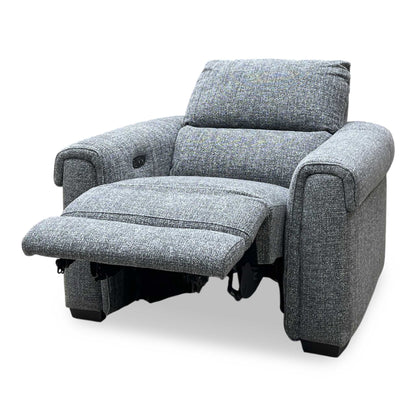 ‘Nixon’ Gun Metal Grey Fabric Power Recliner Chair Furniture Village