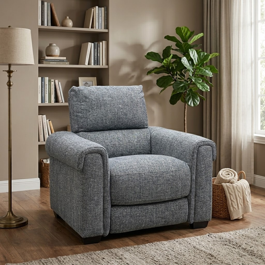 ‘Nixon’ Gun Metal Grey Fabric Power Recliner Chair Furniture Village