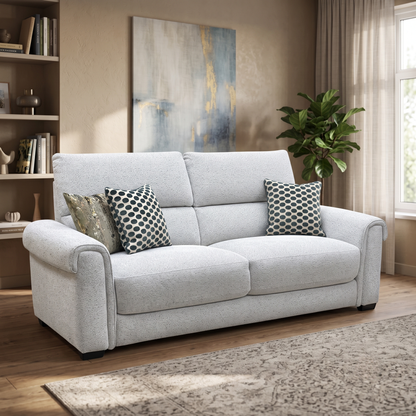 ‘Nixon’ Fab-Mil-R104 Oyster Fabric 3 Seater Sofa Furniture Village