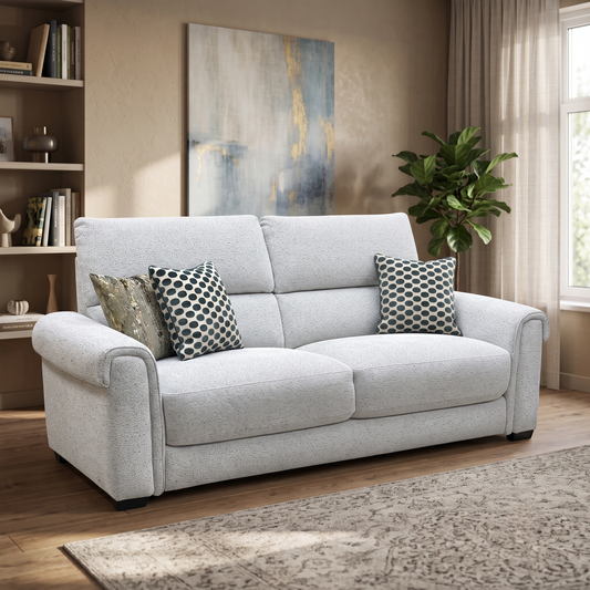 ‘Nixon’ Fab-Mil-R104 Oyster Fabric 3 Seater Sofa Furniture Village