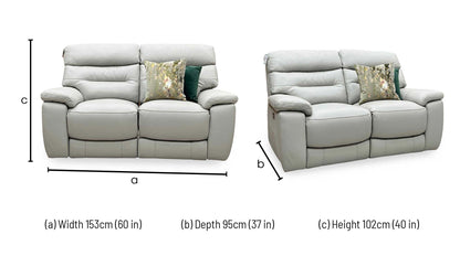 ‘Nimbus’ Feather Grey Leather 2 Seater Power Recliner Sofa with Power Headrests and Power Lumbar Furniture Village
