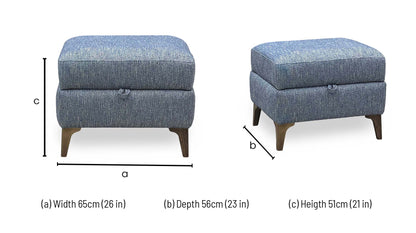 ‘Moderna' Blr Marine Blue Sw Fabric Storage Footstool Furniture Village