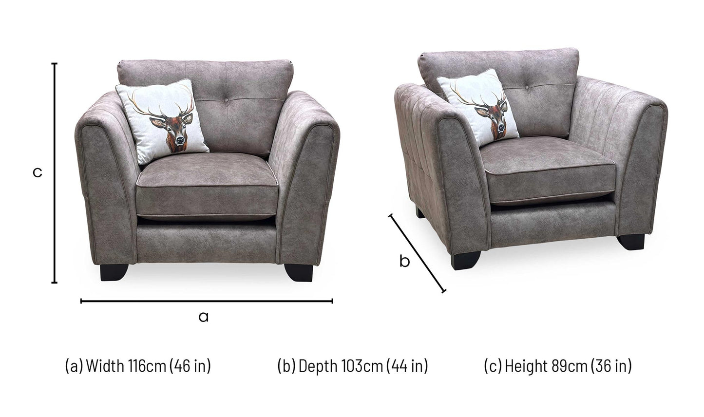 ‘Mariah’ Dapple Chocolate-Tri No Insert Fabric Classic Back Armchair (Ariana) Furniture Village