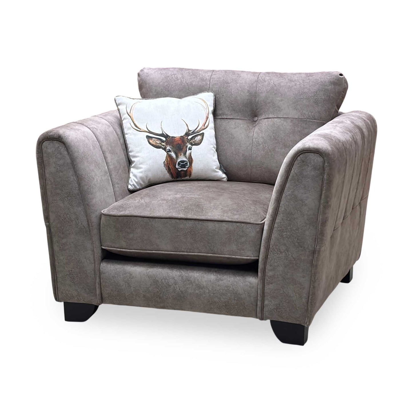 ‘Mariah’ Dapple Chocolate-Tri No Insert Fabric Classic Back Armchair (Ariana) Furniture Village