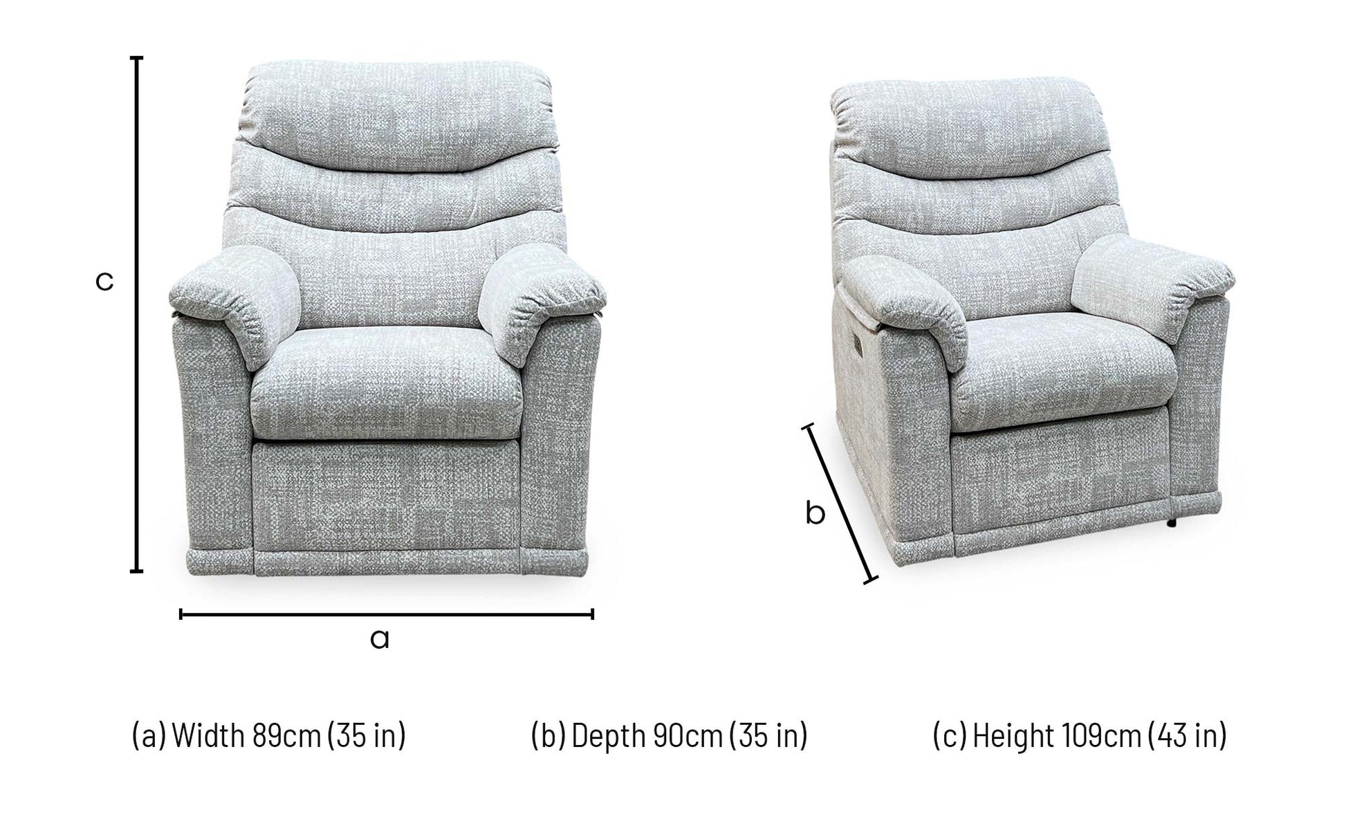 G Plan ‘Malvern’ B045 Aerial Horizon Grey Fabric Power Recliner Armchair Furniture Village