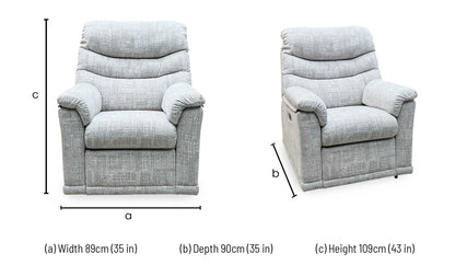 G Plan ‘Malvern’ B045 Aerial Horizon Grey Fabric Power Recliner Armchair Furniture Village