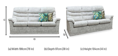 G Plan 'Malvern' B045 Aerial Horizon Grey Fabric 3 Cushion 3 Seater Sofa Furniture Village