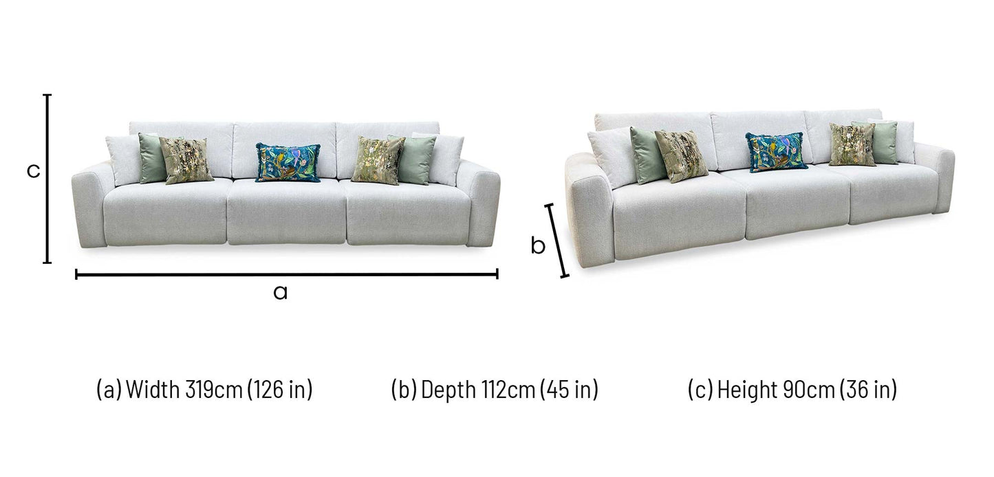 Ideal Home ‘Gemini’ Fab-Crn-R104 Mist Ivory Fabric 3 Seater Power Glider Sofa Furniture Village
