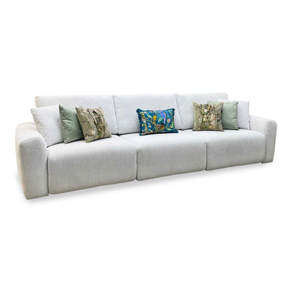 Ideal Home ‘Gemini’ Fab-Crn-R104 Mist Ivory Fabric 3 Seater Power Glider Sofa Furniture Village