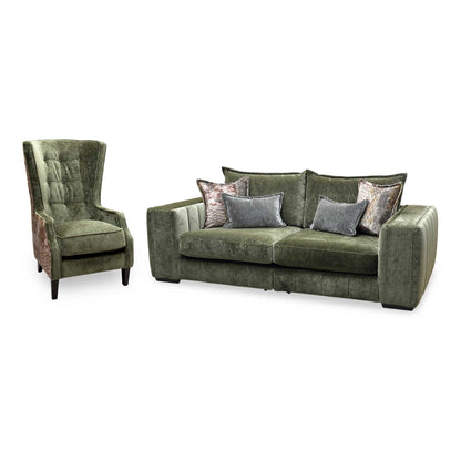 'Garland' California Olive Green Dw Ft Fabric 4 Seater Split Frame Sofa with Accent Chair Sofa Set