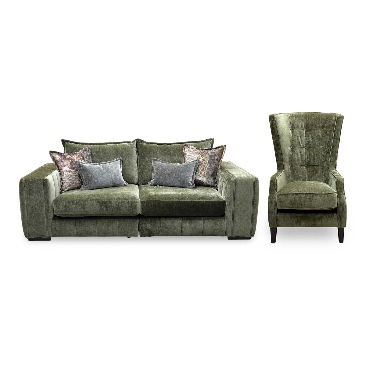 'Garland' California Olive Green Dw Ft Fabric 4 Seater Split Frame Sofa with Accent Chair Sofa Set