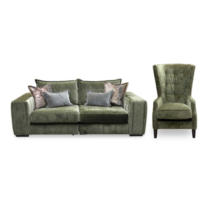 'Garland' California Olive Green Dw Ft Fabric 4 Seater Split Frame Sofa with Accent Chair Sofa Set