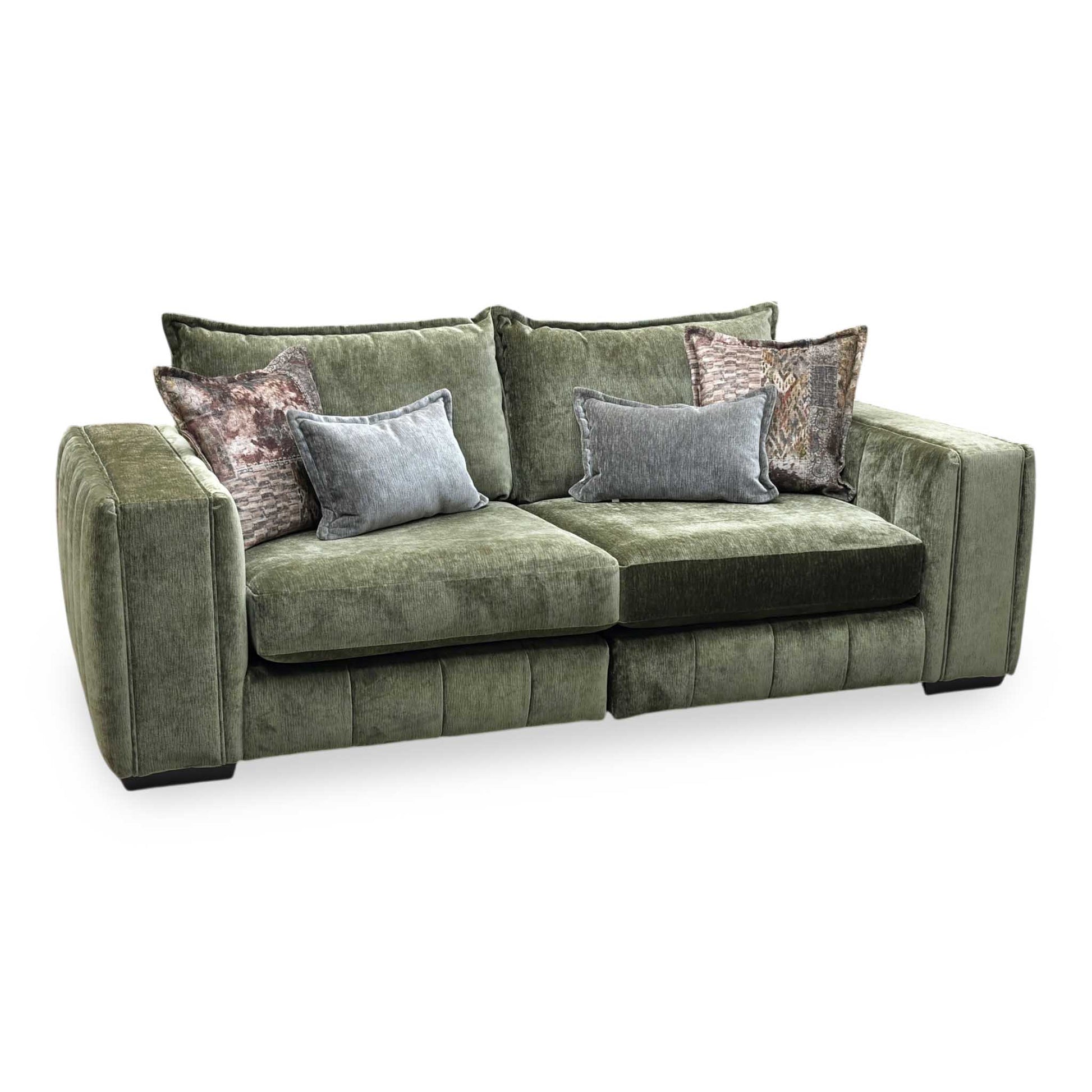 ‘Garland’ California Olive Green Dw Ft Fabric 4 Seater Split Frame Sofa Furniture Village