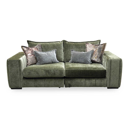 ‘Garland’ California Olive Green Dw Ft Fabric 4 Seater Split Frame Sofa Furniture Village