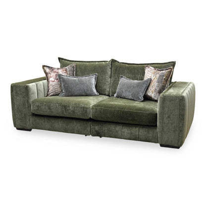 ‘Garland’ California Olive Green Dw Ft Fabric 4 Seater Split Frame Sofa Furniture Village