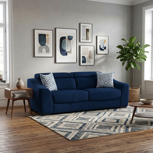 ‘Elixir’ Royal Blue Fabric 3 Seater Sofa Bed Furniture Village