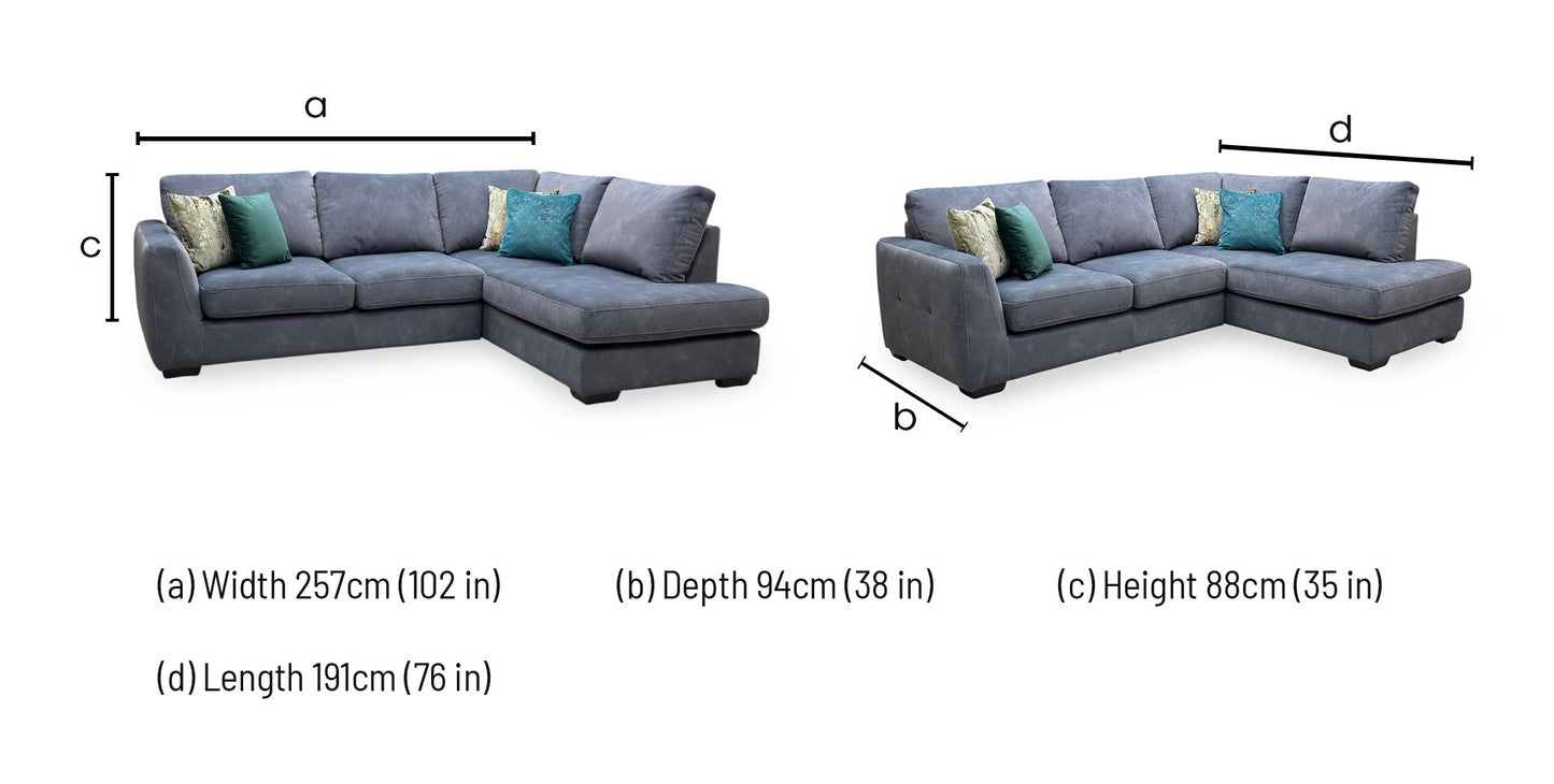 ‘Dinky’ Dexter Shadow Charcoal Grey Fabric Corner Chaise End Sofa Furniture Village