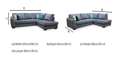 ‘Dinky’ Dexter Shadow Charcoal Grey Fabric Corner Chaise End Sofa Furniture Village