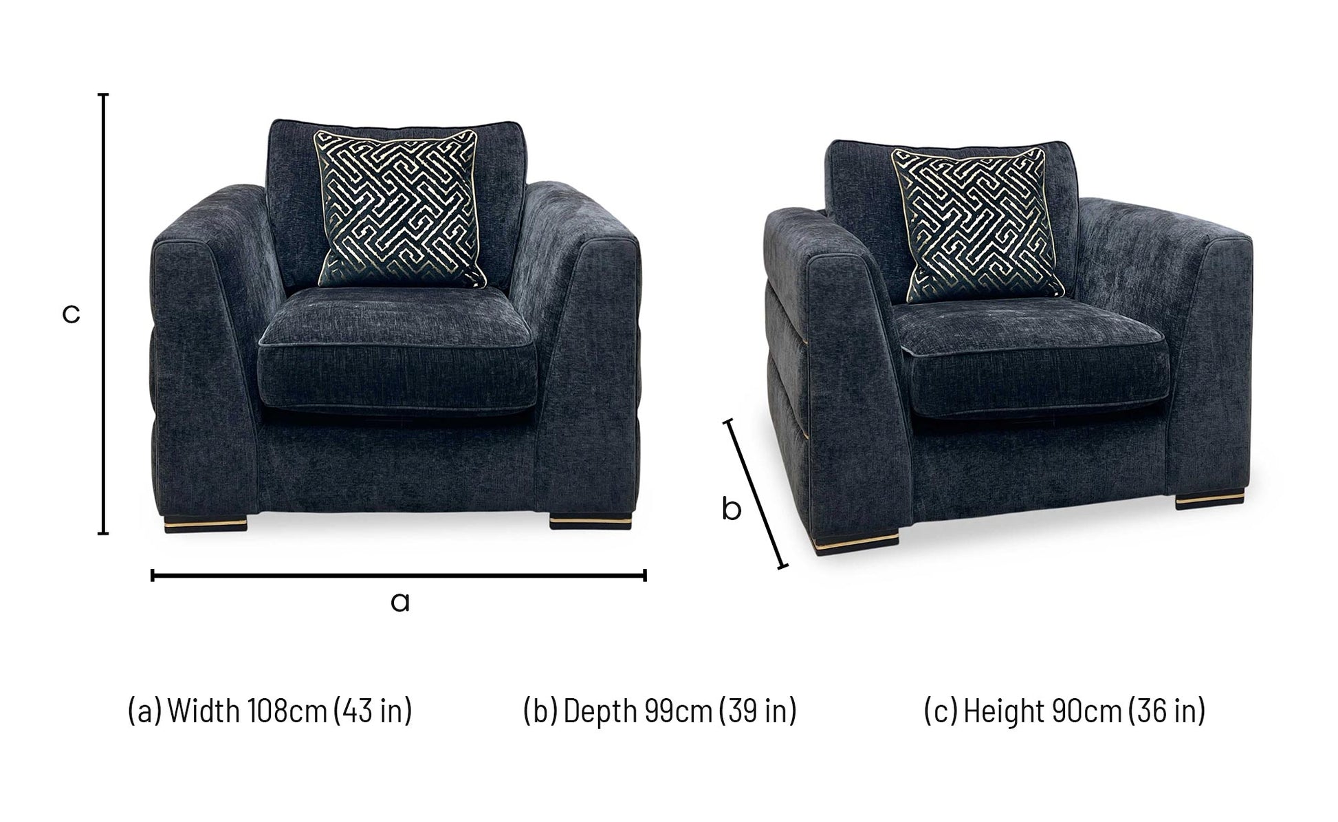 ‘Bellissimo’ Mirage Black - Gold Cp Fabric Chair Furniture Village