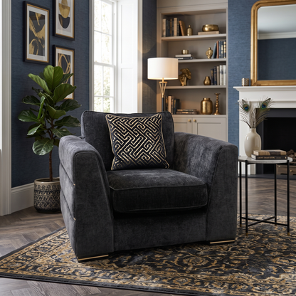 ‘Bellissimo’ Mirage Black - Gold Cp Fabric Chair Furniture Village