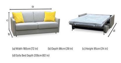 Nicoletti ‘Alcova’ Torello Tortora 328 Grey Leather 2.5 Seater Sofa Bed with Slim Arms Furniture Village