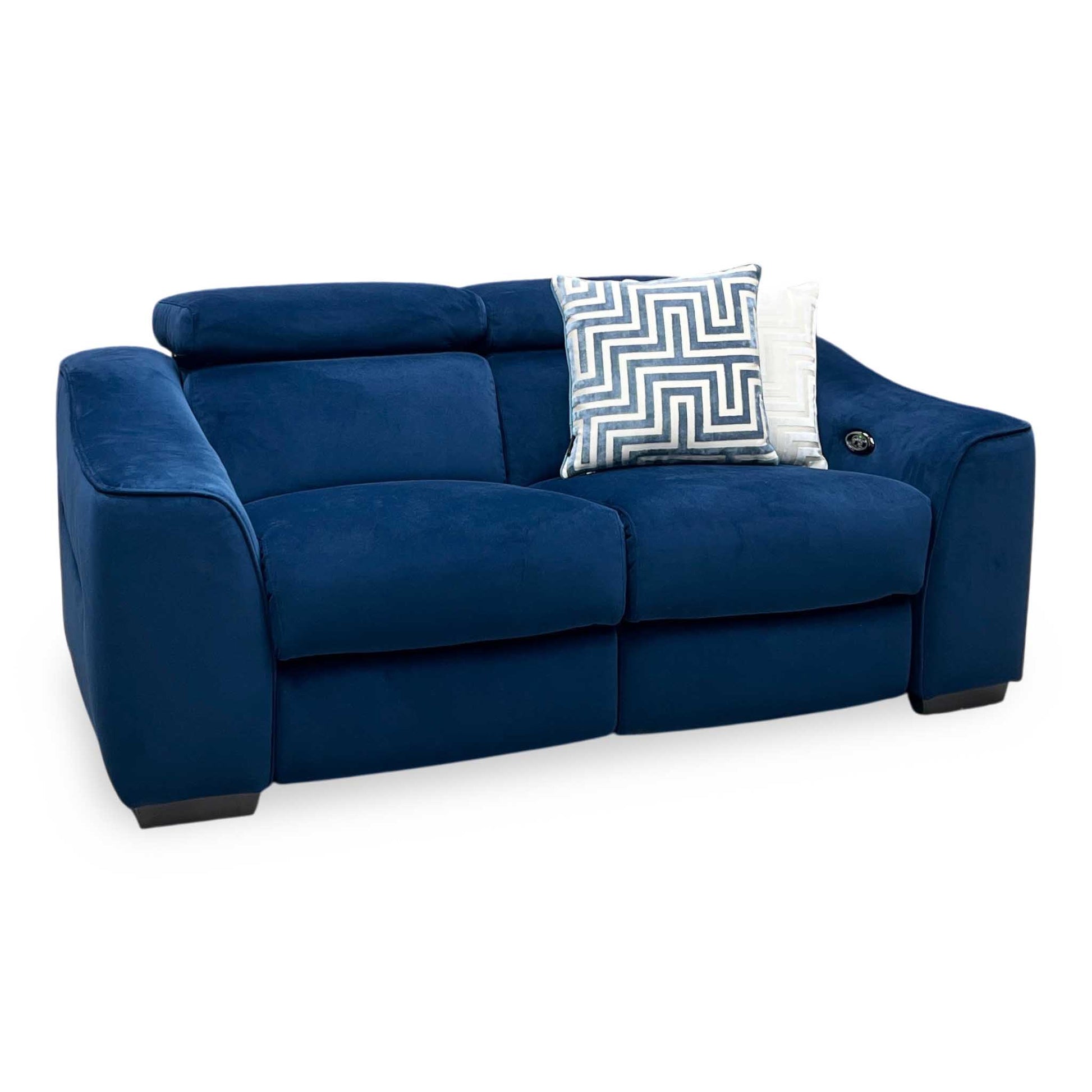 ‘Elixir’ Royal Blue Fabric 2 Seater Power Recliner Sofa Furniture Village