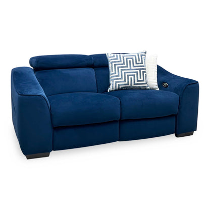 ‘Elixir’ Royal Blue Fabric 2 Seater Power Recliner Sofa Furniture Village