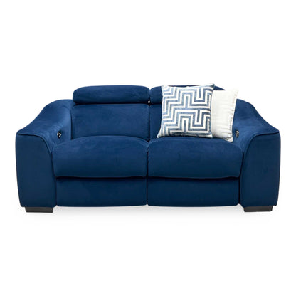 ‘Elixir’ Royal Blue Fabric 2 Seater Power Recliner Sofa Furniture Village