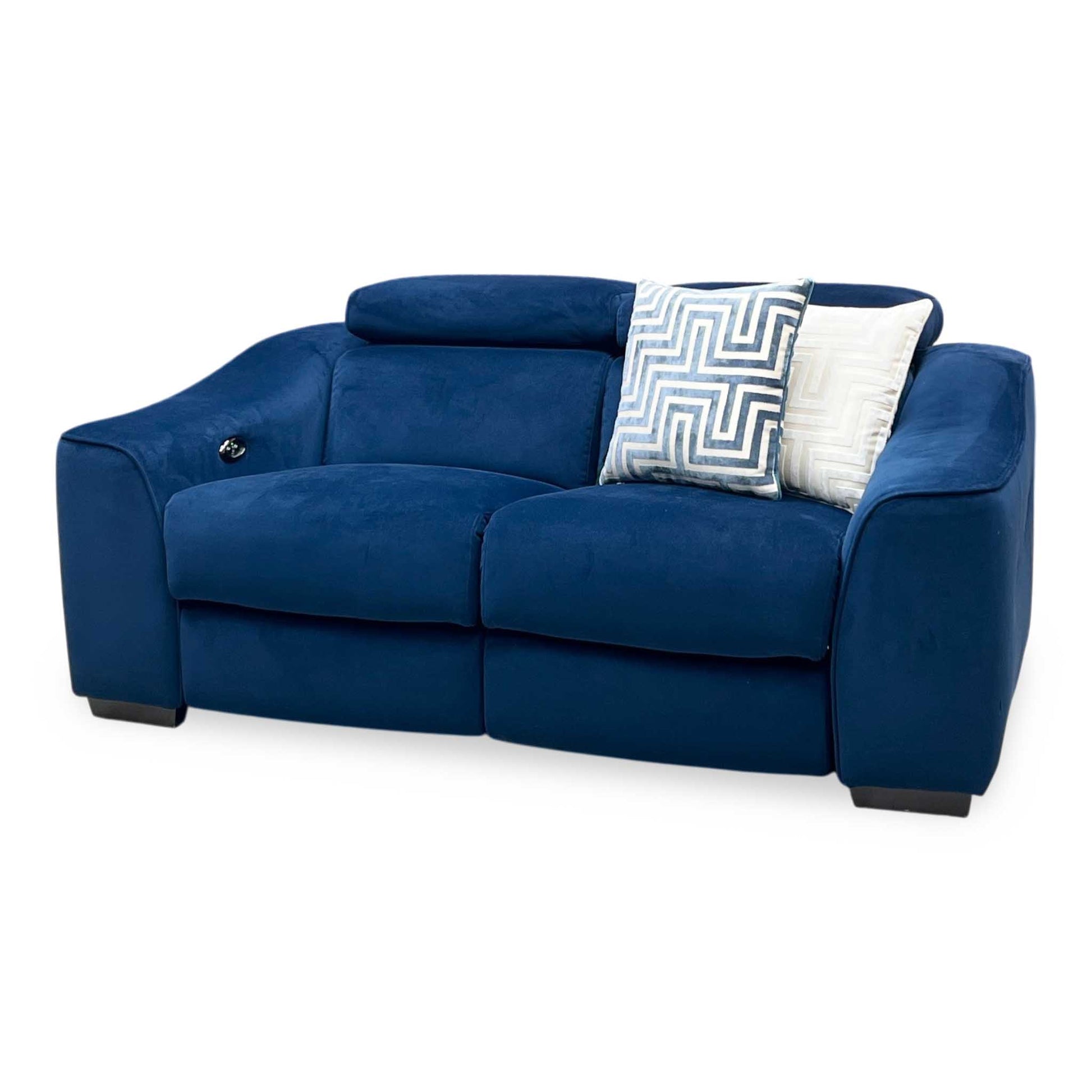 ‘Elixir’ Royal Blue Fabric 2 Seater Power Recliner Sofa Furniture Village
