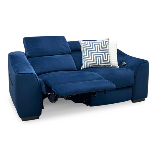 ‘Elixir’ Royal Blue Fabric 2 Seater Power Recliner Sofa Furniture Village