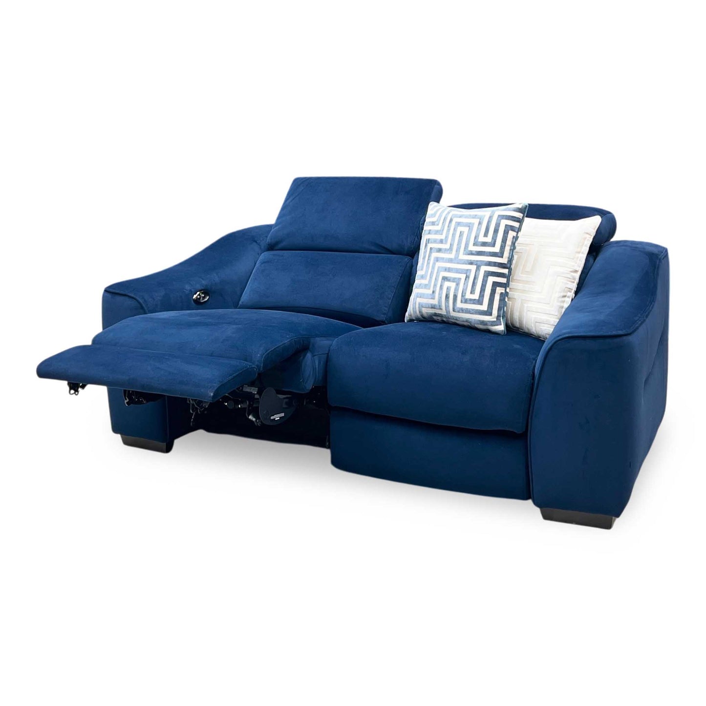‘Elixir’ Royal Blue Fabric 2 Seater Power Recliner Sofa Furniture Village