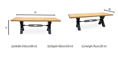 Bodahl ‘Terra’ 1 Oil Solid Oak Straight Top 240cm Dining Table with Tension Bolt X-Leg Furniture Village
