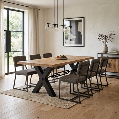 Bodahl ‘Terra’ 1 Oil Solid Oak Straight Top 240cm Dining Table with Tension Bolt X-Leg Furniture Village