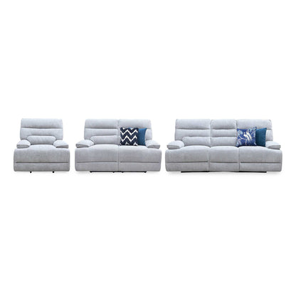‘Olivia’ Grey Fabric Manual Recliner Set: 3 + 2 Seater Sofa & Armchair Thornbrook (a Joseph James brand)