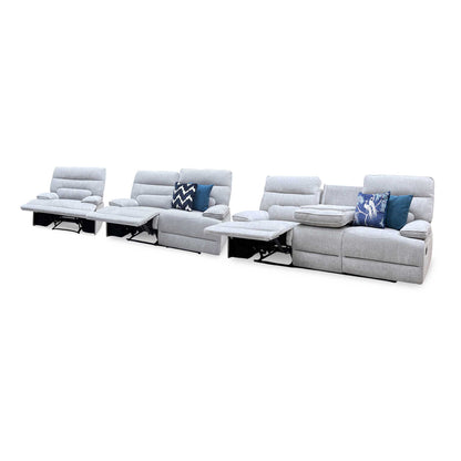 ‘Olivia’ Grey Fabric Manual Recliner Set: 3 + 2 Seater Sofa & Armchair Thornbrook (a Joseph James brand)