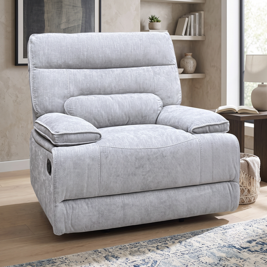 ‘Olivia’ Grey Fabric Manual Recliner Armchair Thornbrook (a Joseph James brand)