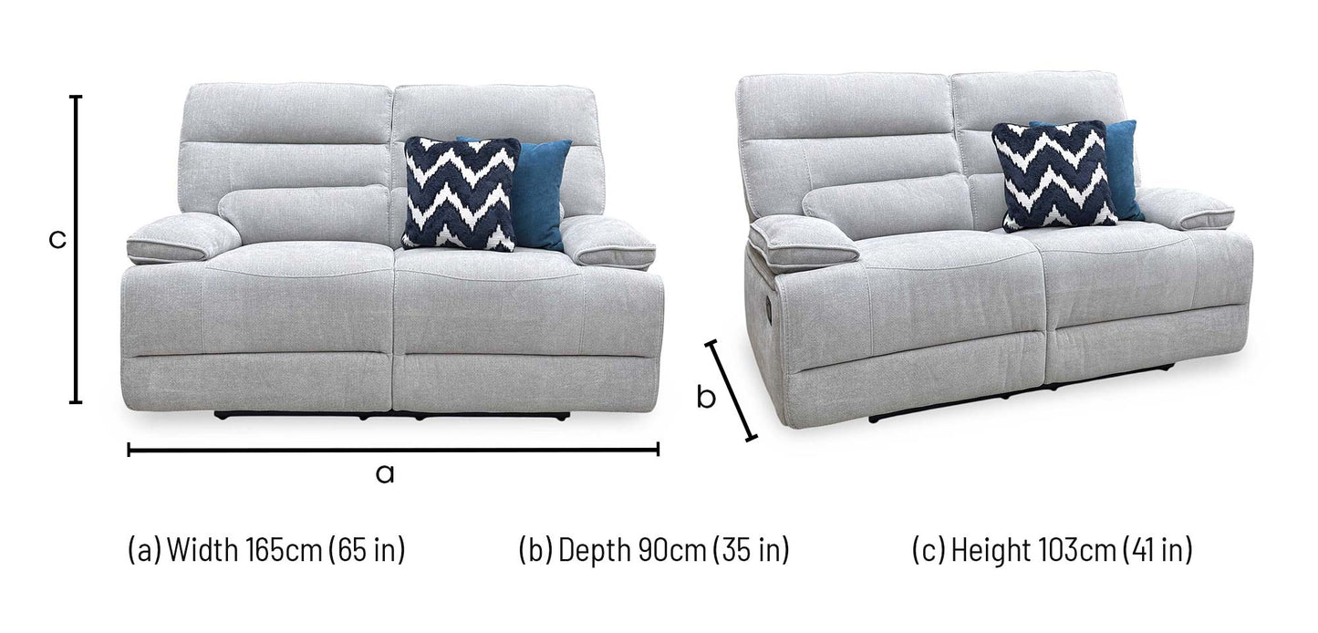 ‘Olivia’ Grey Fabric Manual Recliner Set: 3 + 2 Seater Sofa & Armchair Thornbrook (a Joseph James brand)