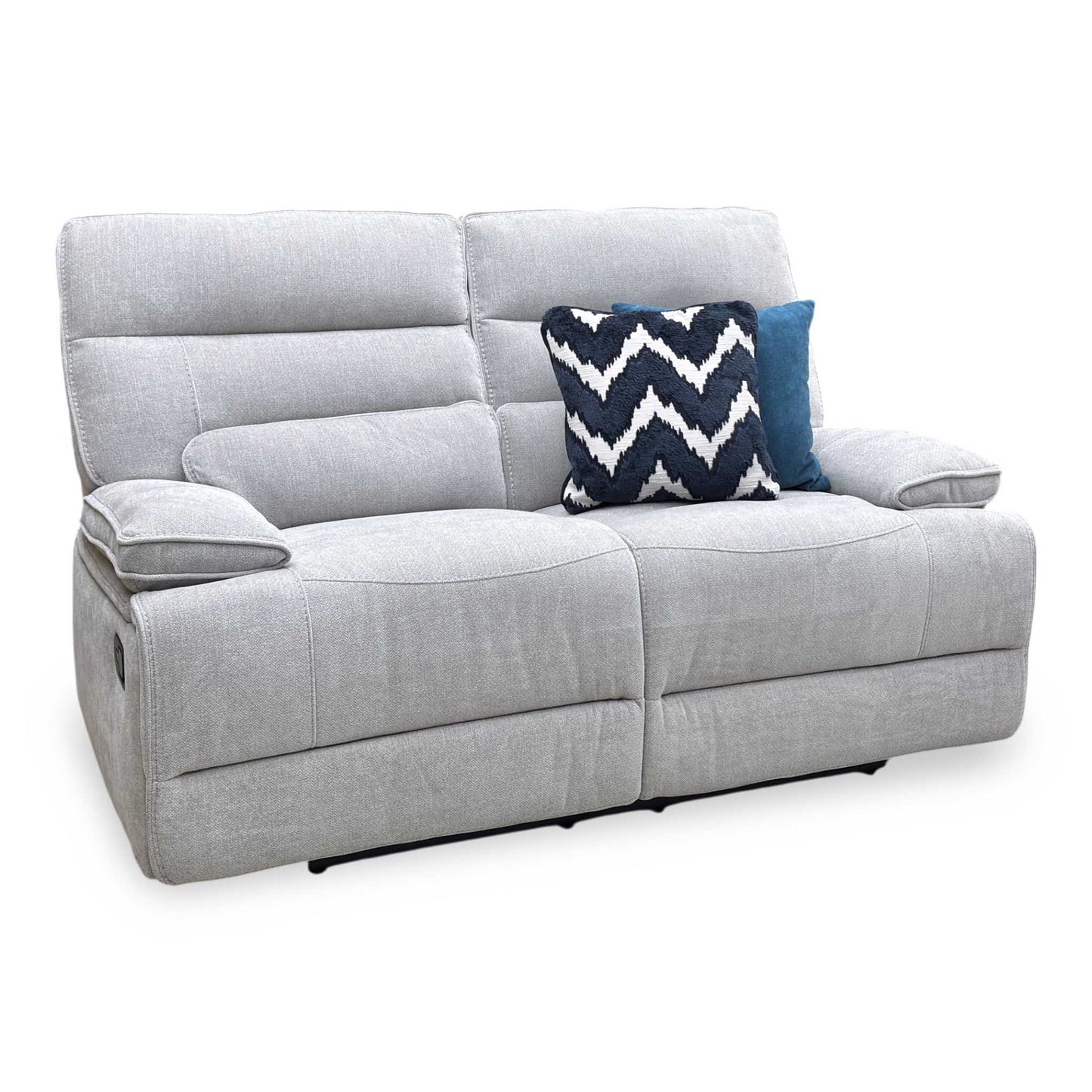 ‘Olivia’ Grey Fabric Manual Recliner 2 Seater Sofa Thornbrook (a Joseph James brand)