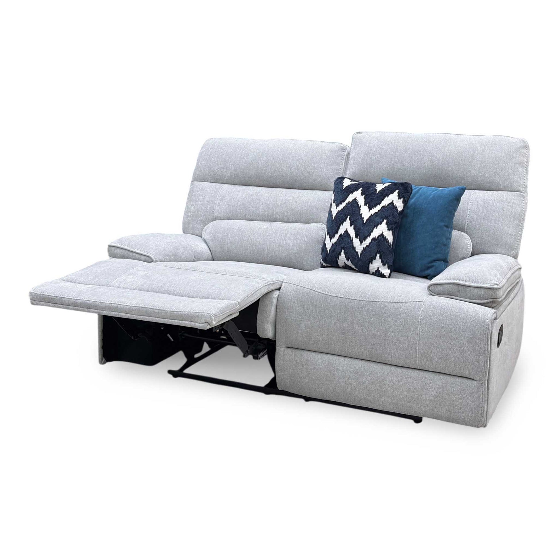 ‘Olivia’ Grey Fabric Manual Recliner 2 Seater Sofa Thornbrook (a Joseph James brand)