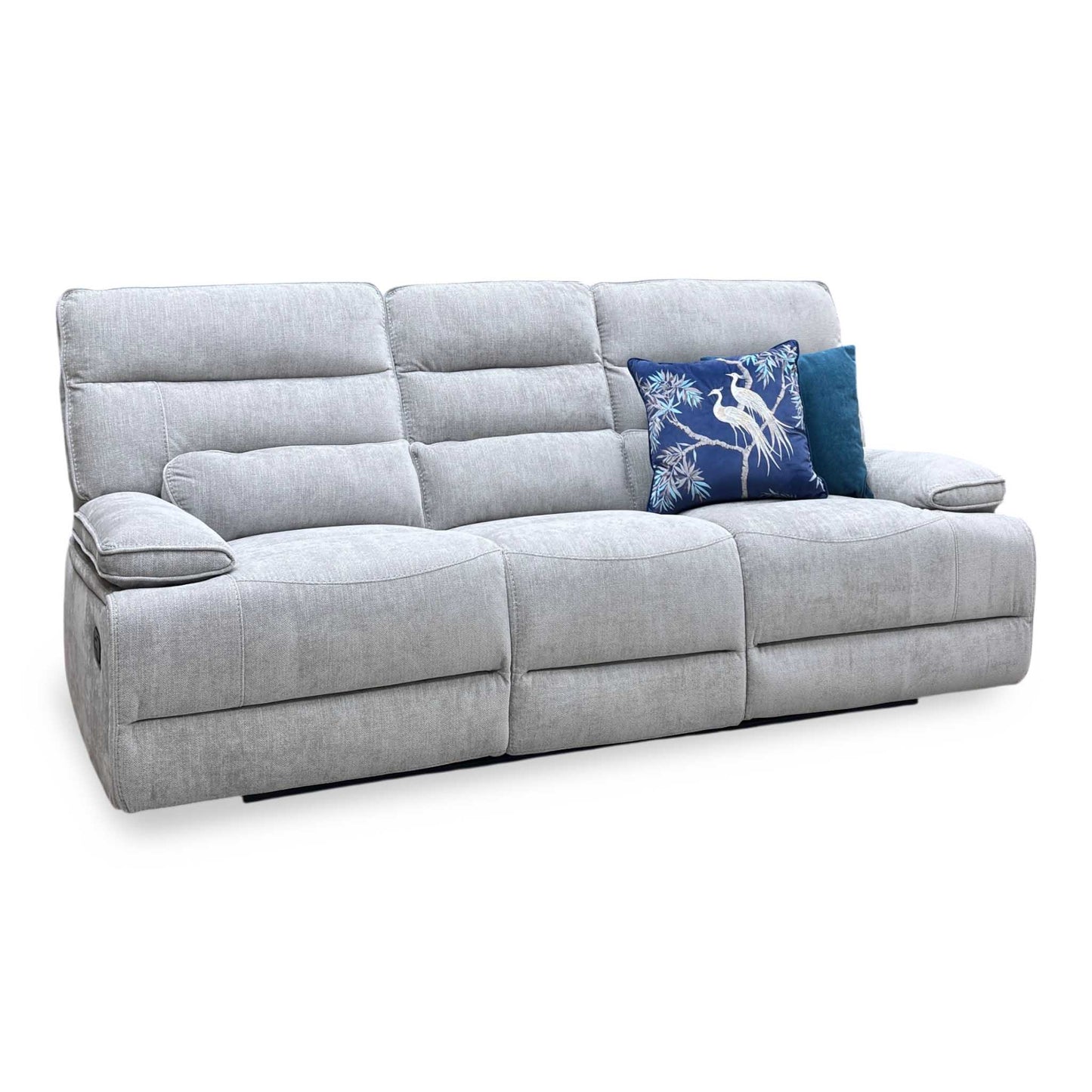 ‘Olivia’ Grey Fabric Manual Recliner 3 Seater Sofa Thornbrook (a Joseph James brand)