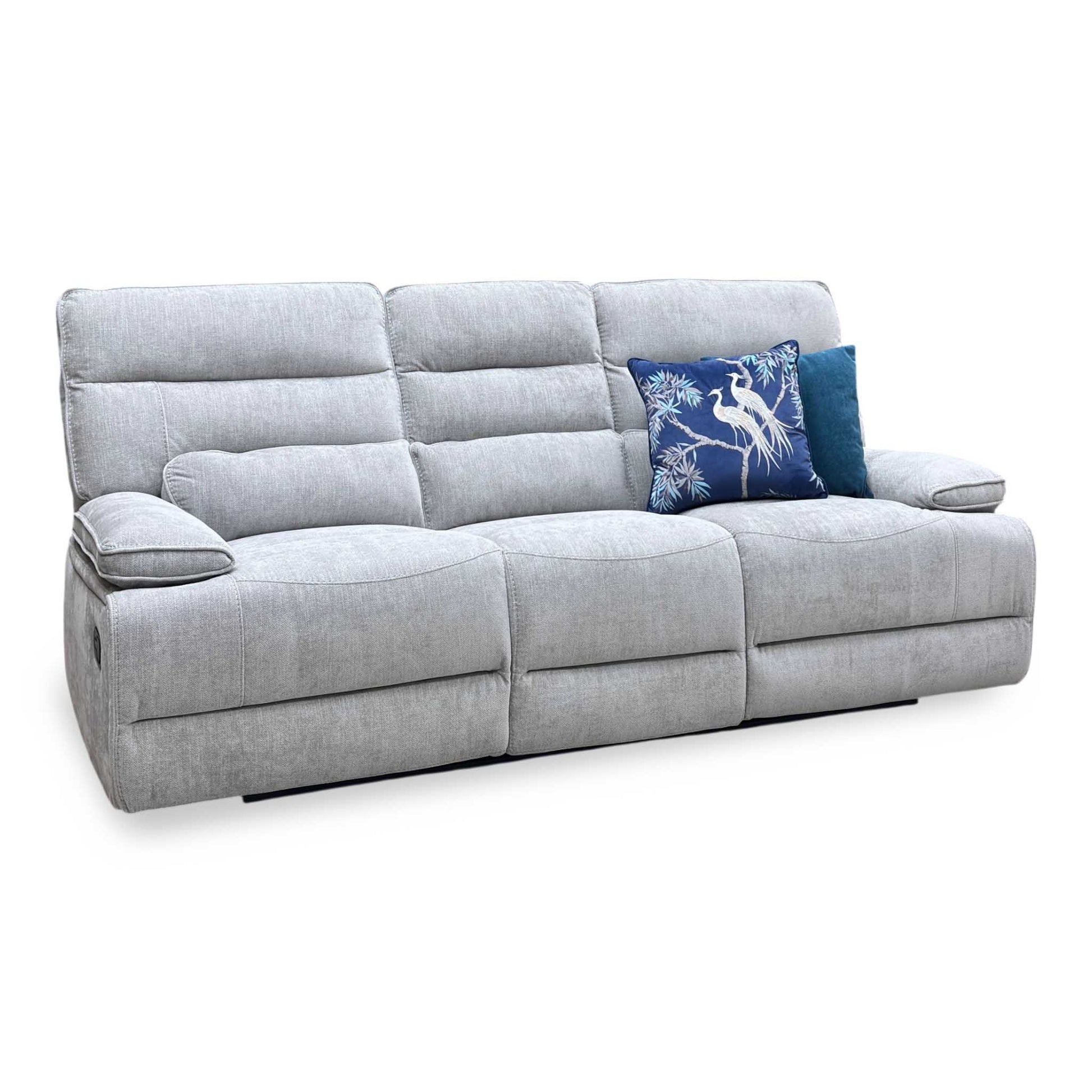 ‘Olivia’ Grey Fabric Manual Recliner 3 Seater Sofa Thornbrook (a Joseph James brand)