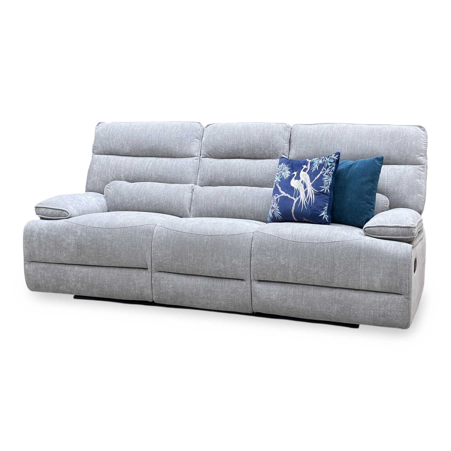 ‘Olivia’ Grey Fabric Manual Recliner 3 Seater Sofa Thornbrook (a Joseph James brand)