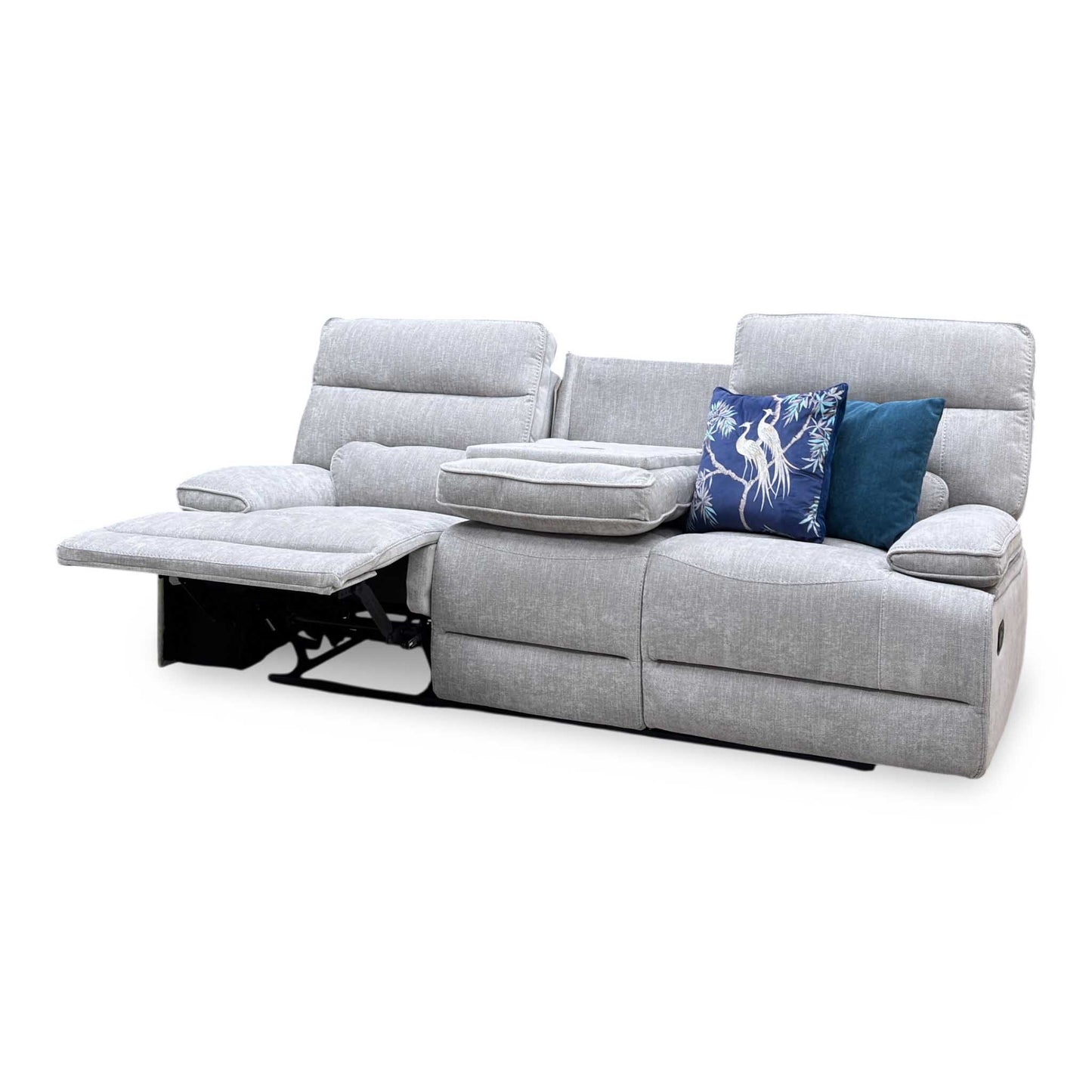 ‘Olivia’ Grey Fabric Manual Recliner 3 Seater Sofa Thornbrook (a Joseph James brand)
