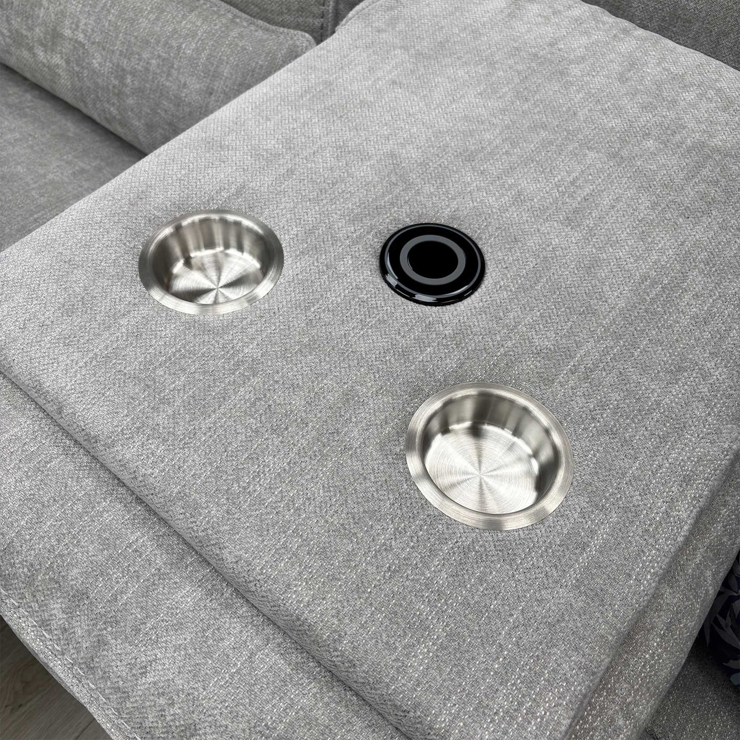 ‘Olivia’ Grey Fabric Manual Recliner 3 Seater Sofa Thornbrook (a Joseph James brand)