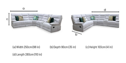 'Eloise' Corner Group Manual Recliner - Grey (Nett) + armless + console Thornbrook (a Joseph James brand)