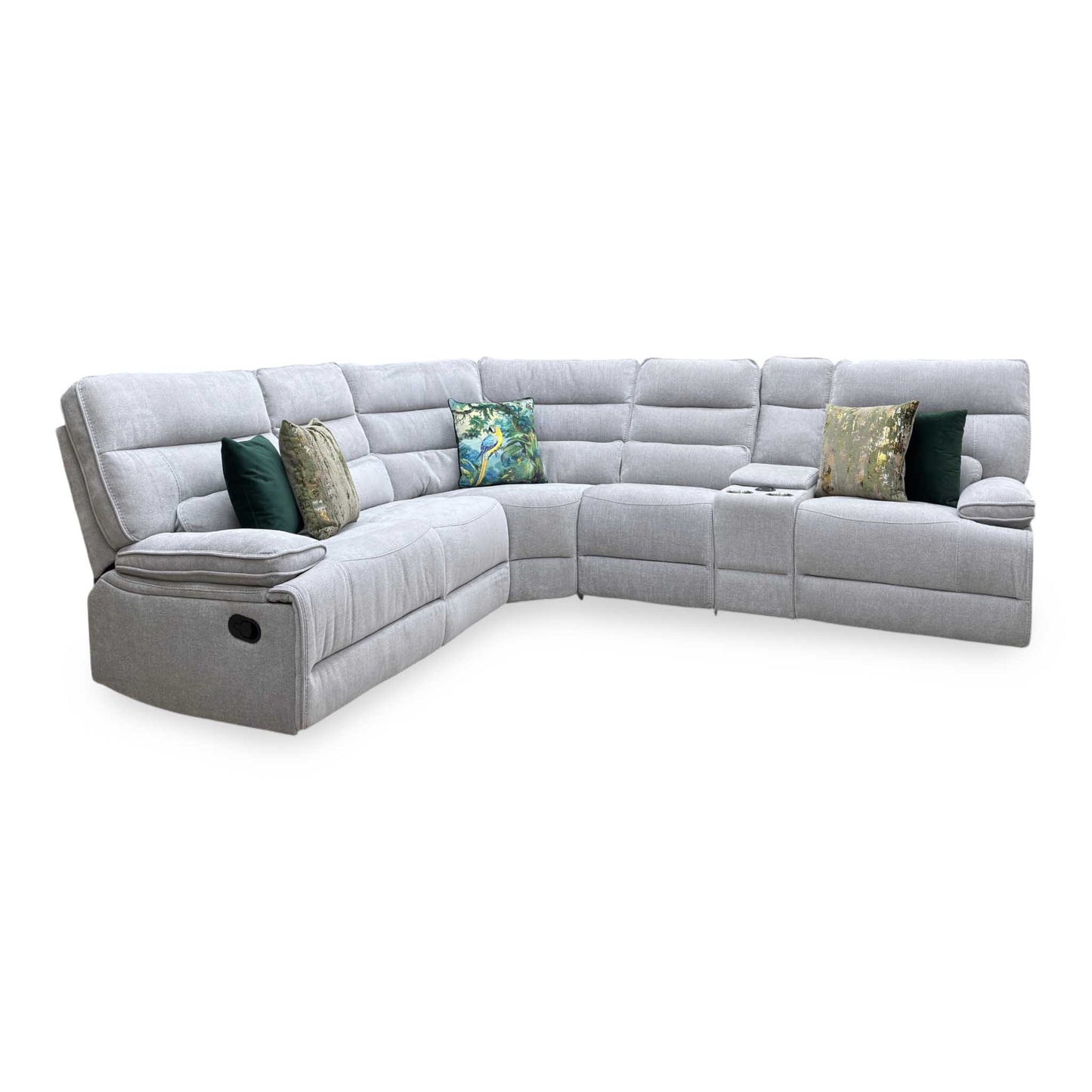 'Eloise' Corner Group Manual Recliner - Grey (Nett) + armless + console Thornbrook (a Joseph James brand)